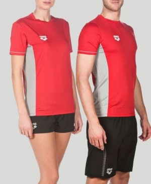 Pánské Kraťasy Arena Team Line Tech Short Sleeve Tee Červené | 1903-ZOUES
