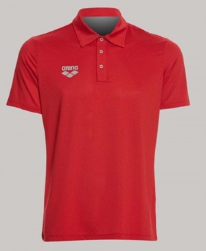 Pánské Kraťasy Arena Team Line Tech Short Sleeve Polo Červené | 8307-ZYNQF