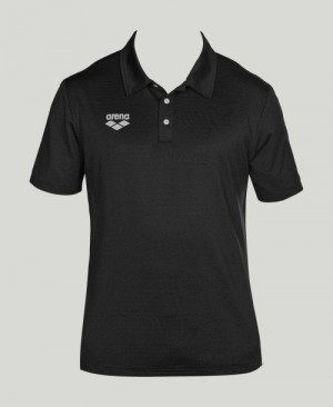 Pánské Kraťasy Arena Team Line Tech Short Sleeve Polo Černé | 6850-EAODS
