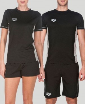 Pánské Kraťasy Arena Team Line Tech Short Sleeve Tee Černé | 6241-ZKYCT