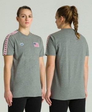 Pánské Kraťasy Arena Team Nations T-shirt Tmavě Šedé | 2387-BOHTR
