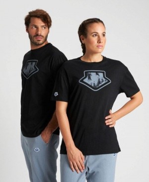 Pánské Kraťasy Arena Uni T-shirt Černé | 7062-GFWJP