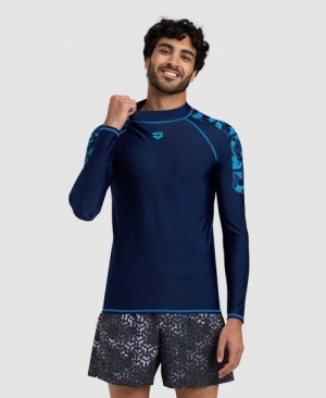 Pánské Pulovr Arena Long Sleeve Rash Guard Tmavě Blankyt Tyrkysové | 4827-JWPNL