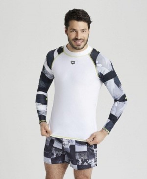 Pánské Pulovr Arena Long Sleeves Allover Rash Vest Bílé Šedé Viacfarebný | 3057-RAEOD