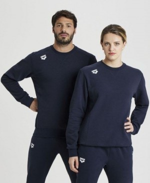 Pánské Pulovr Arena Solid Crewneck Tmavě Blankyt | 8061-SPDUH