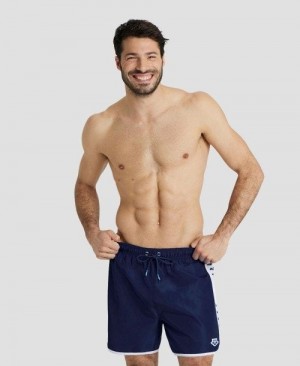 Pánské Spodní Prádlo Arena Icons Team Stripe Boxer Tmavě Blankyt Bílé | 8641-DVWCT