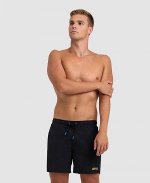 Pánské Spodní Prádlo Arena Pro Beach Boxer Černé Zlaté | 3986-HDYKX