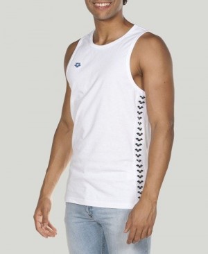 Pánské Top Arena Team Tank Top Bílé Bílé Černé | 5697-RILCB